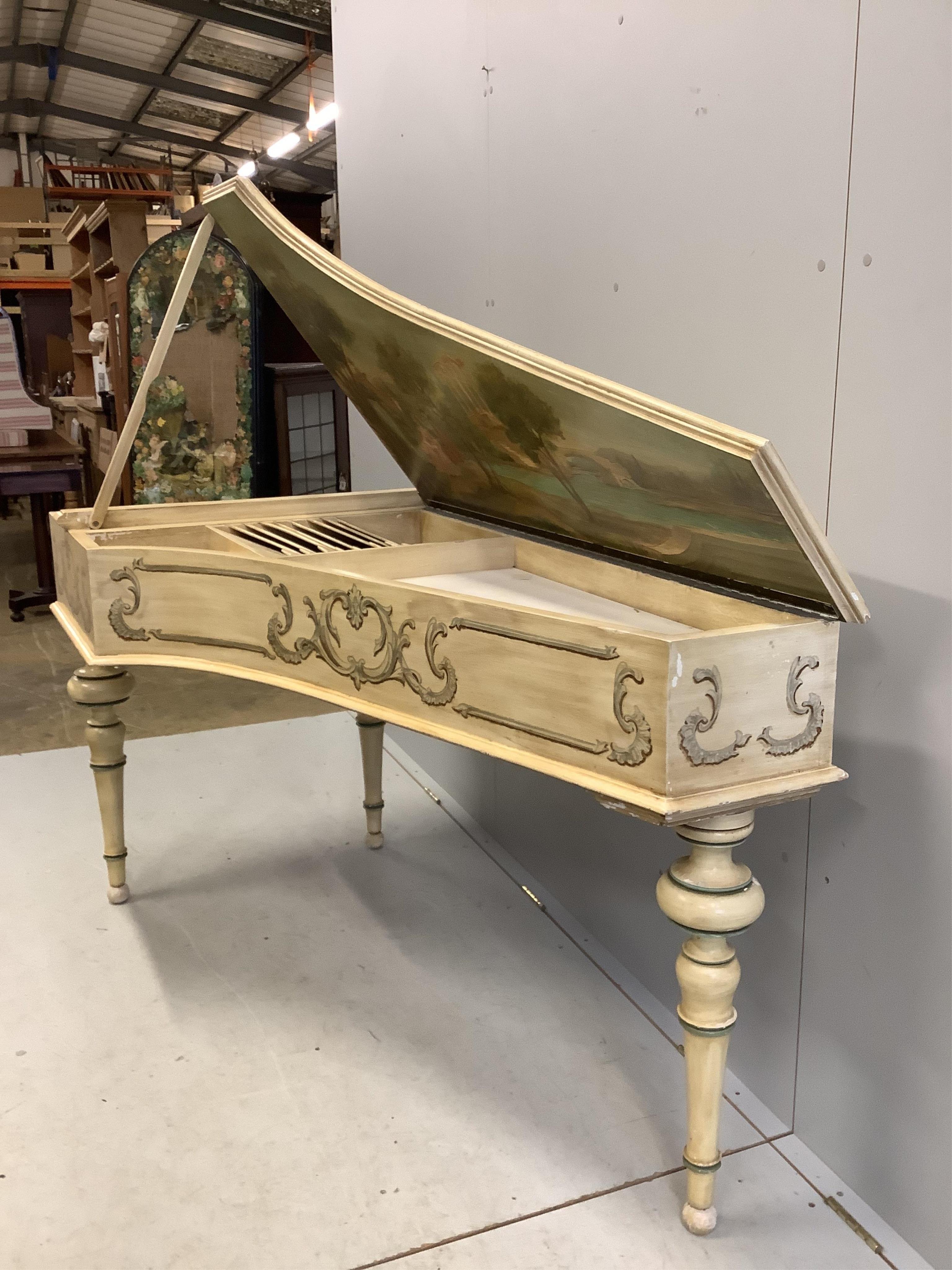 A reproduction painted desk modelled as a grand piano, width 79cm, length 160cm, height 92cm. Condition - fair